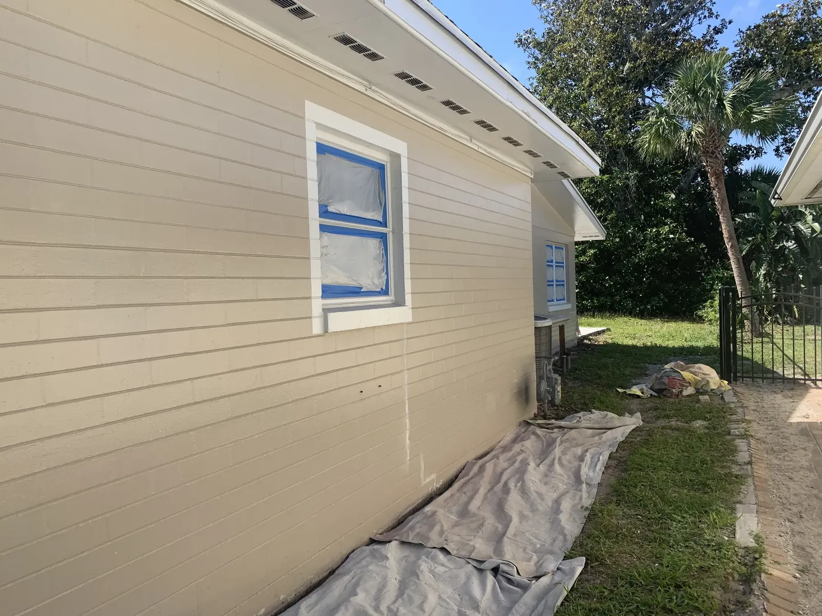 Exterior before the orange finish - real Volusia County painting project