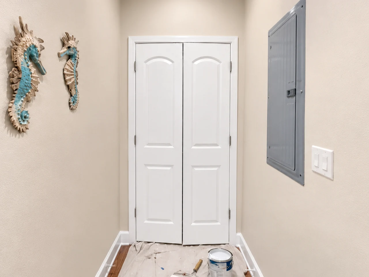 Bright interior room used for painting before selling a home