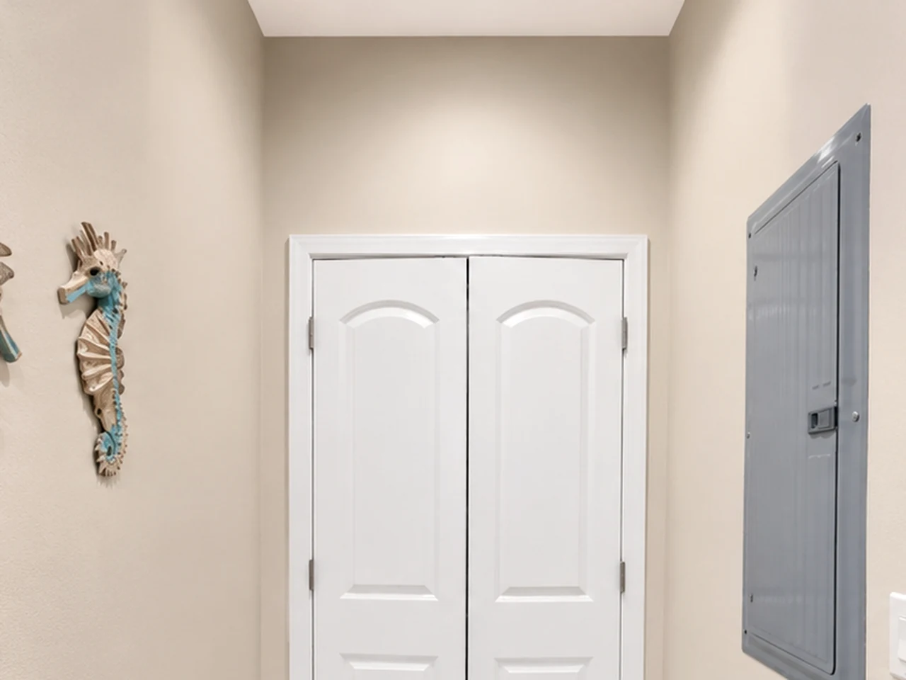 Bright interior room with a smooth painted ceiling