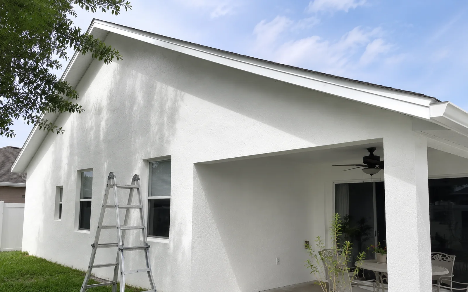 Clean Florida porch and exterior ready for outdoor finishing work